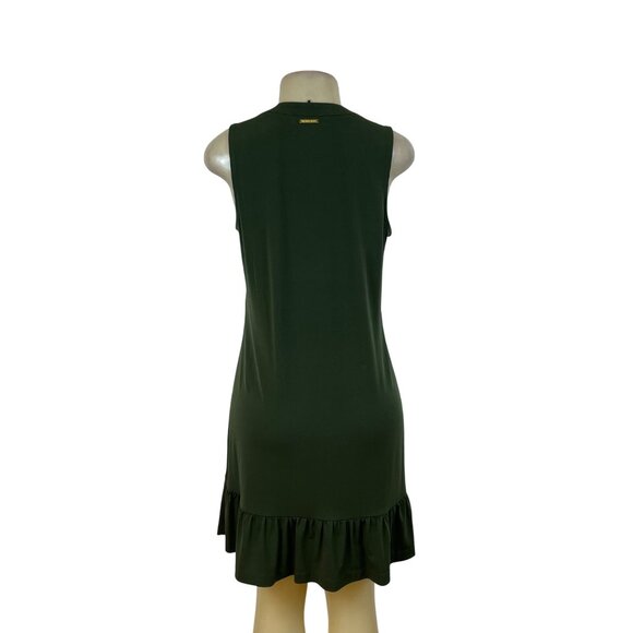 Michael Kors Womens Green Sleeveless Tie Neck Ruffle Hem Casual Dress Size M - Picture 3 of 7